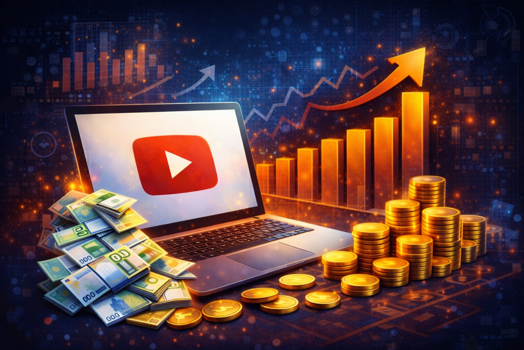 revenus d'une chaine youtube automatisée avec graphique de croissance