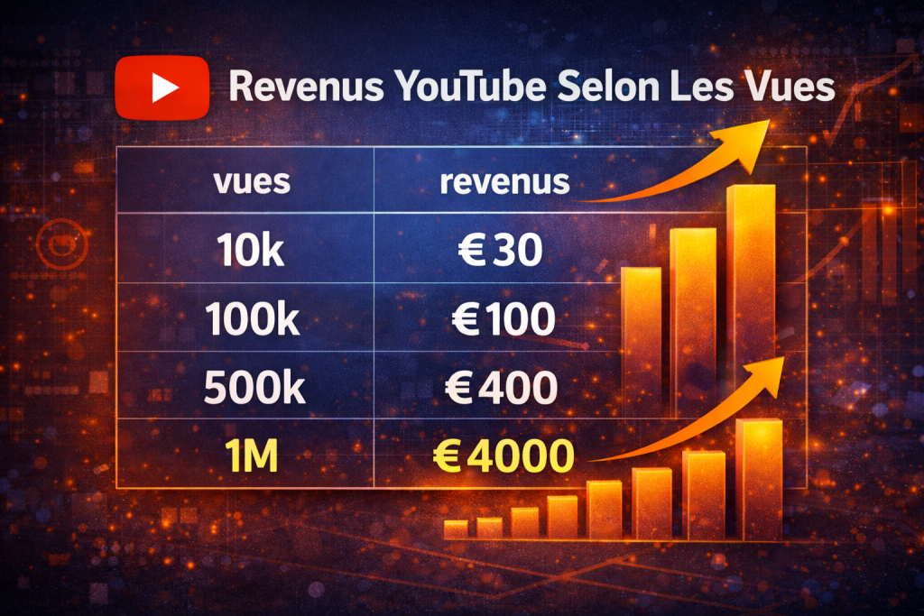 revenus youtube selon le nombre de vues mensuelles