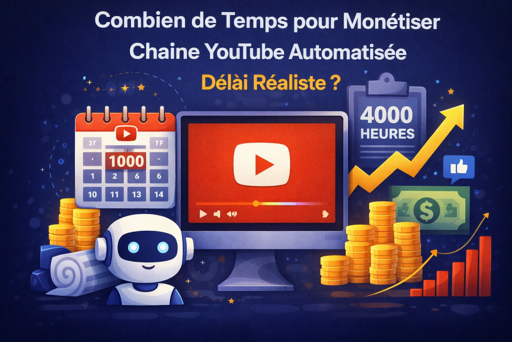combien de temps pour monétiser chaîne YouTube automatisée et atteindre 1000 abonnés et 4000 heures de visionnage