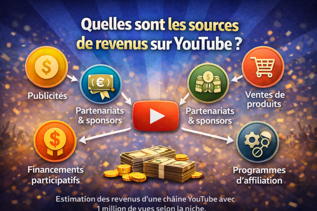 Les différentes sources de revenus d'une chaîne YouTube : publicité, affiliation, partenariats et vente de produits